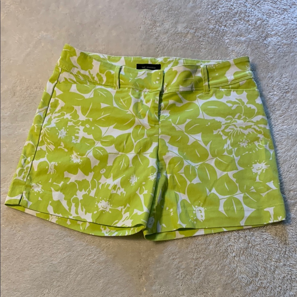 The Limited Green and White Bermuda Shorts Tailored Cotton Blend